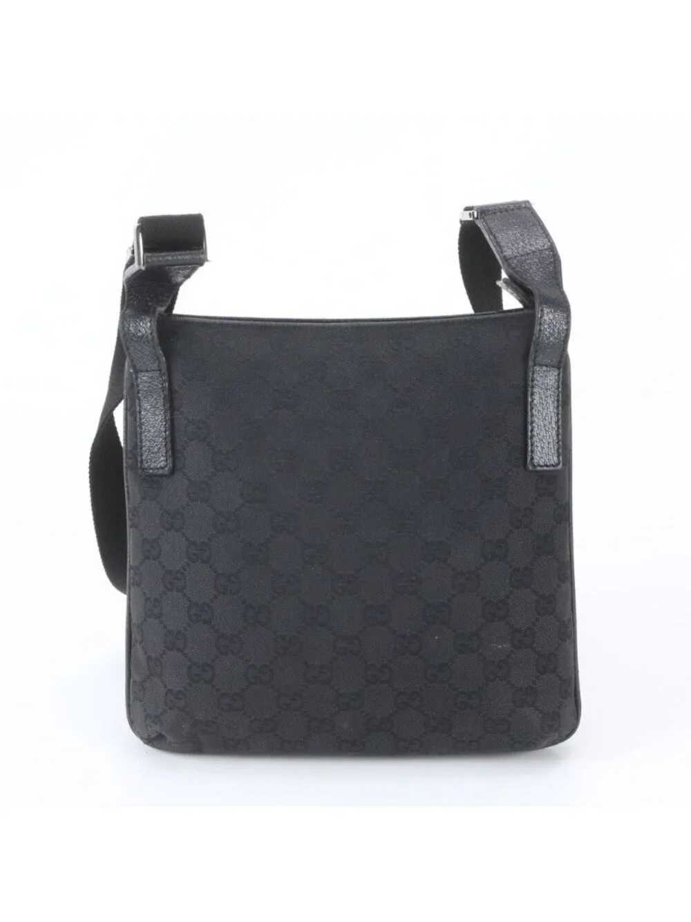 Gucci GG Canvas Leather Shoulder Bag Crossbody Hand Tote Black